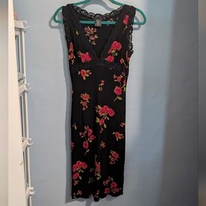 🫰🏼 Guess Black and Pink Sleeveless V-Neck Sheath Midi Dress